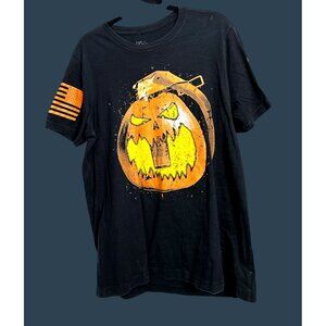 Grunt Style Halloween T-Shirt Large Black Orange Graphic Pumpkin Mens Tee